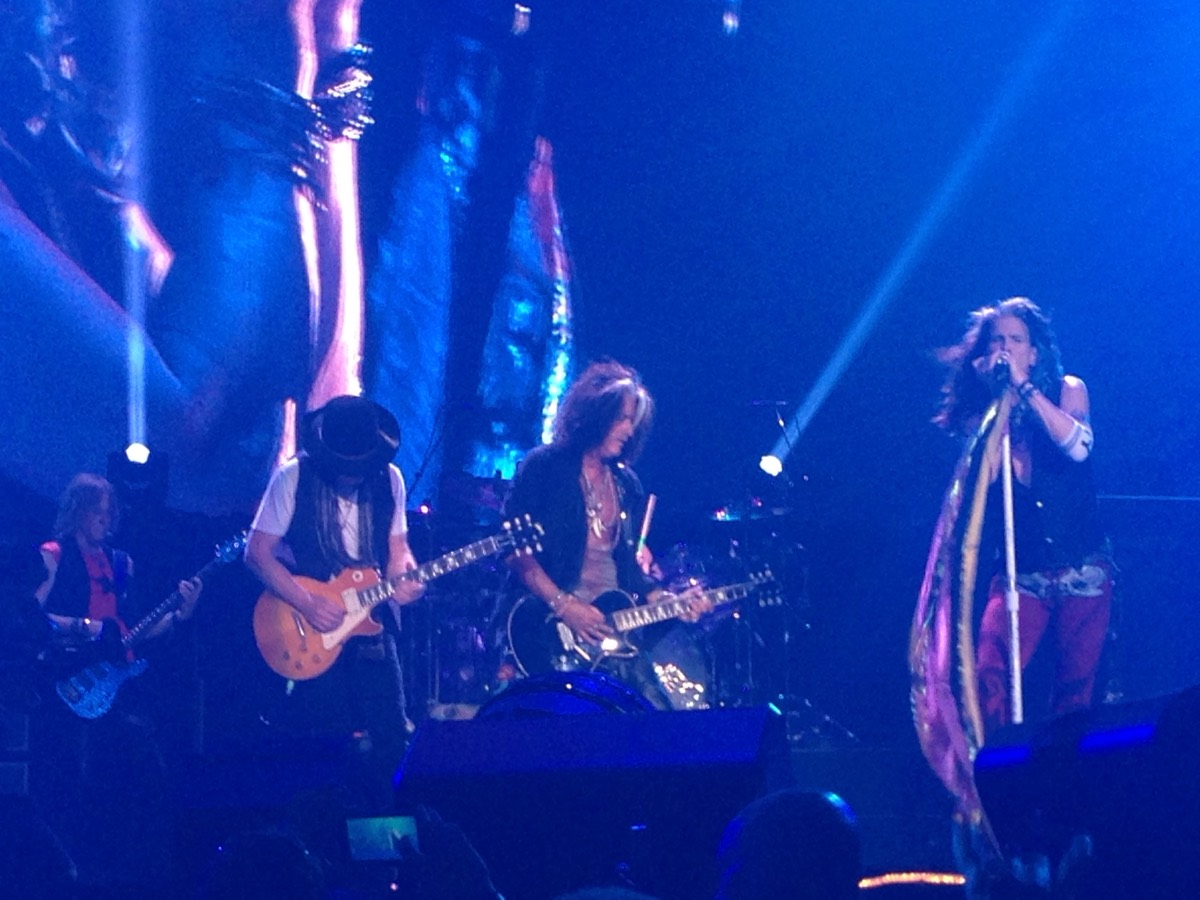 Aerosmith performing live in 2015