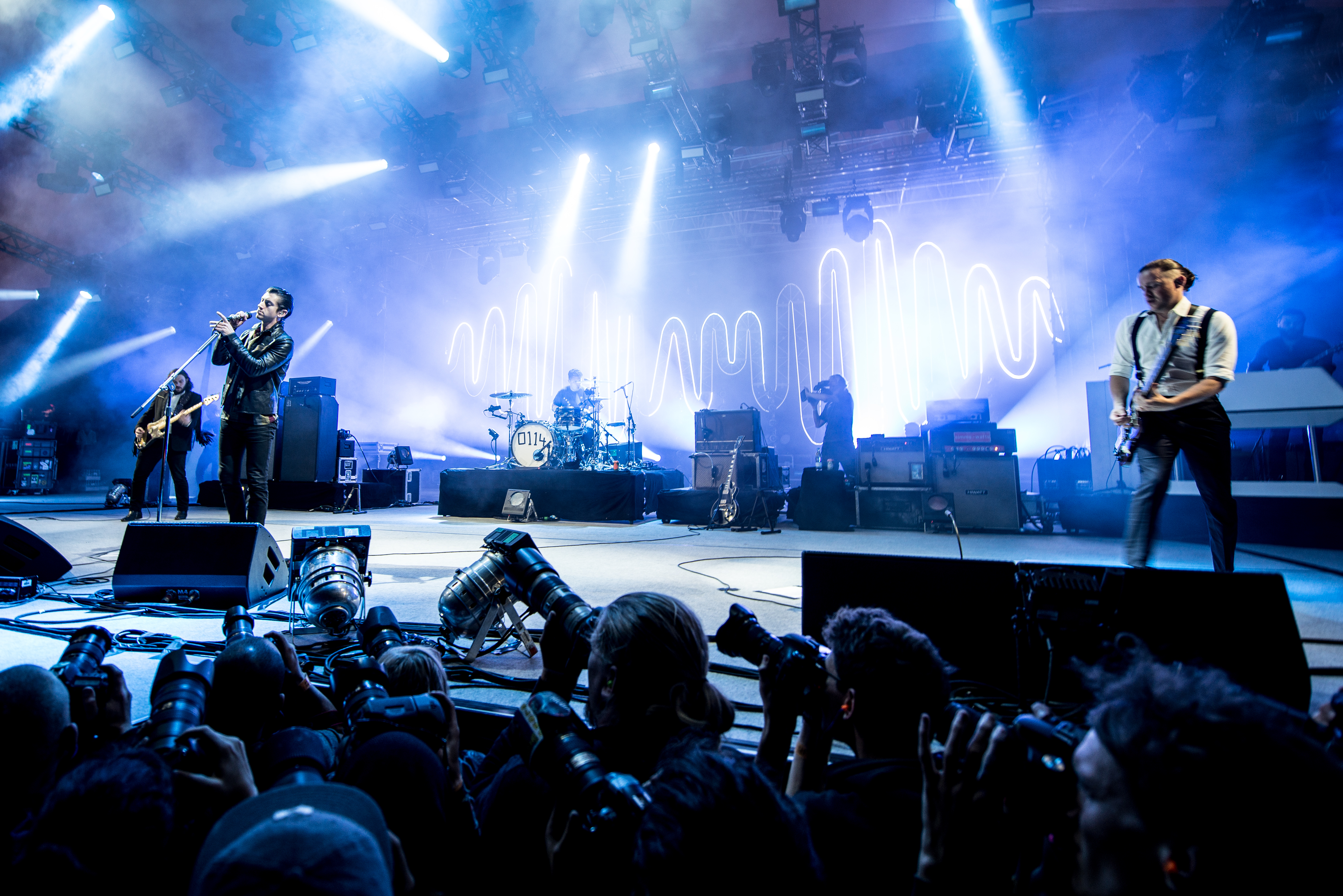 Arctic Monkeys performing at Roskilde Festival in 2014