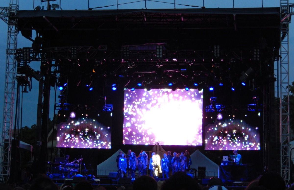 Bjork performing at Pitchfork Music Festival in 2013