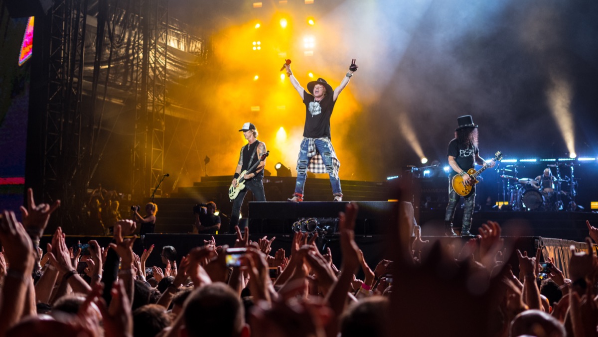Guns N' Roses performing in London in 2017